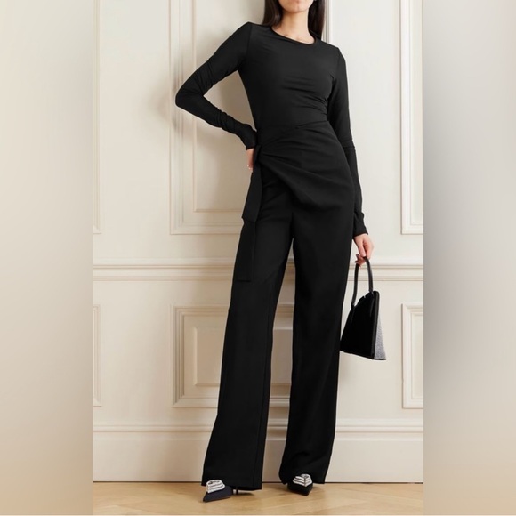 New! GAUGE81 Carlow knotted draped crepe wide-leg‎ pants in Black Sz 34 XS $590